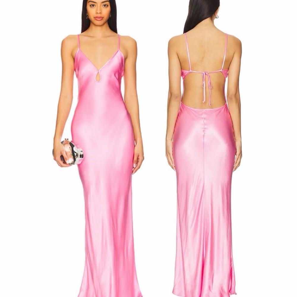 BEC + BRIDGE cedar city maxi dress Elegant Pink Satin Evening Dress